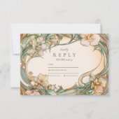 Perzik Crème Bloom bruiloft RSVP Kaartje (Voorkant)