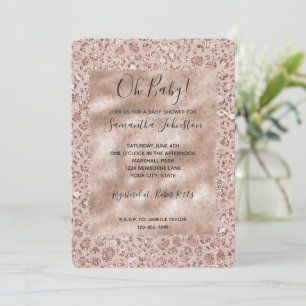 Perzik Crème Blush Luipaardprint Glitters  Kaart