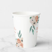 perzik crème Floral 75e geboortedag Papieren Bekers (Rechts)