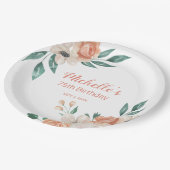 perzik crème Floral 75e geboortedag Papieren Bordje (Gekanteld)