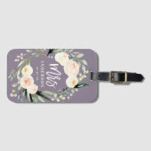 Perzik crème groene waterverf bloemige trouw mrs bagagelabel (Voorkant (horizontaal))