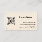 Perzik Crème Modern QR Code Visitekaartje (Achterkant)
