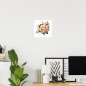 Perzik Crème Terracotta Bloemige Botanische Waterv Poster (Thuiskantoor)