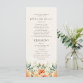Perzik Crème Waterverf Bloemen Huwelijksprogramma (Staand voorkant)