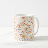 Perzik Crème Witte Bloemen Koffiemok (Voorkant rechts)