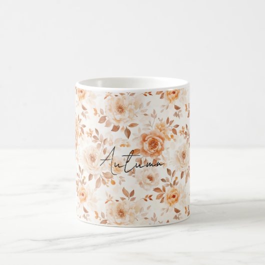 Perzik Crème Witte Bloemen Koffiemok (Center)