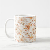 Perzik Crème Witte Bloemen Koffiemok (Links)