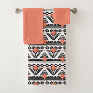 Perzik Crush Aztec Patroon teenslippers Bad Handdoek