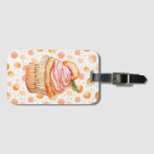 Perzik Cupcake Whimsical Stippen Bagagelabel (Voorkant (horizontaal))
