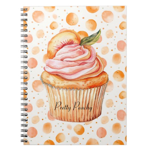 Perzik Cupcake Whimsical Stippen Notitieboek (Voorkant)