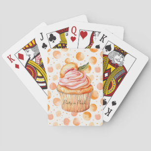 Perzik Cupcake Whimsical Stippen Pokerkaarten