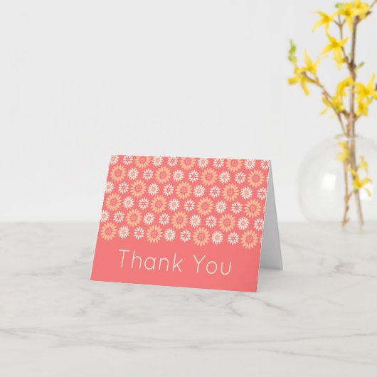 Perzik Daisies en Zonnebloemen Dank u Kaart (Gele Bloem)