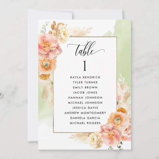 Perzik, de Groene Kaarten van het Zitplan met de N (Achterkant)