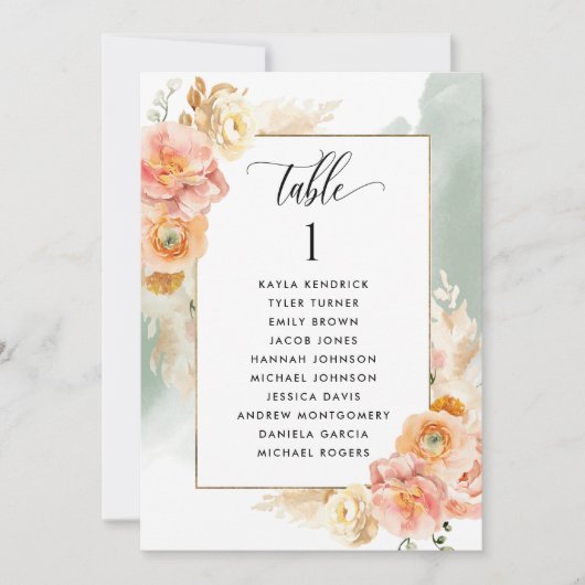 Perzik, de Kaarten van de Zitplaats van de Salie m (Voorkant)