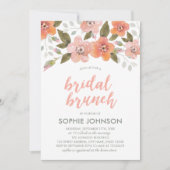 Perzik Delicate Bloemen Bruids Brunch Uitnodiging (Voorkant)