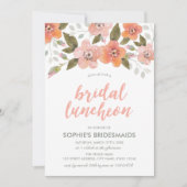 Perzik Delicate Bloemen Bruids Luncheon Kaart (Voorkant)