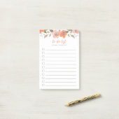 Perzik delicate bloemen te doen lijst post-it® notes (Op bureau)