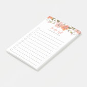 Perzik delicate bloemen te doen lijst post-it® notes (Schuin)