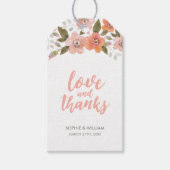 Perzik Delicate Bloemenliefde en Bedankt Cadeaulabel (Voorkant)