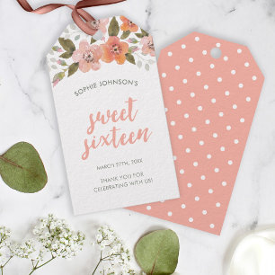 Perzik Delicate Bloemzoet 16 Verjaardag Cadeaulabel