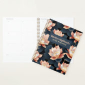 Perzik & donkerblauwe lotus bloemen planner (Display)