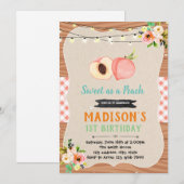 Perzik douche verjaardagsfeestje uitnodiging (Voorkant / Achterkant)