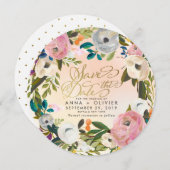 Perzik Dream Garden Floral sla de datum op Kaart (Voorkant / Achterkant)