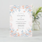 Perzik Dromerige Wilde Bloemen Bruiloft Kaart (Staand voorkant)