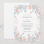Perzik Dromerige Wilde Bloemen Bruiloft Kaart (Voorkant / Achterkant)