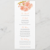 Perzik dubbele bloesem bloemen bruiloft menu (Achterkant)