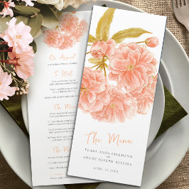 Perzik dubbele bloesem bloemen bruiloft menu