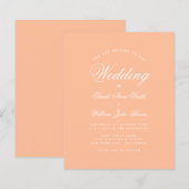 Perzik Eenvoudige Script Budget Trouwkaart (Voorkant / Achterkant)