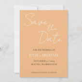 Perzik Eenvoudige Stijl Trouwfeest Save The Date (Voorkant)