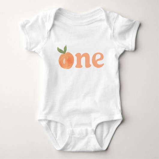 Perzik Eerste Verjaardag Babyhemdje Romper (Voorkant)