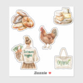 Perzik Eet Meer Groenten Boerenmarkt Sticker (Vel)