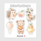 Perzik Egel Ballon Wasbeer Beer Kuiken Sticker (Vel)
