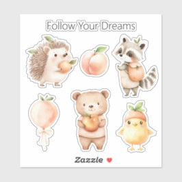 Perzik Egel Ballon Wasbeer Beer Kuiken Sticker