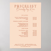 Perzik, Elegant, Salon prijslijst Poster (Voorkant)