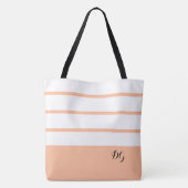 Perzik Elegante Vrouwelijke Gestreepte Monogram Tote Bag (Achterkant)