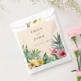 Perzik Elegante Waterverf Tropische Bloemen Huweli Bedankzakje