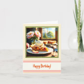 Perzik en appeltaart dessert Gelukkige Verjaardag Kaart (Voorkant)