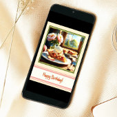 Perzik en appeltaart dessert Gelukkige Verjaardag Kaart