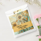 Perzik en Beige Bloemen Abstract Bedankzakje (Gezegeld)