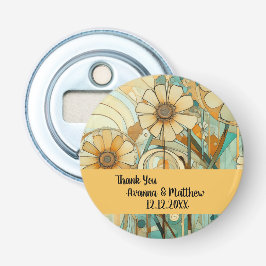 Perzik en Beige Bloemen Abstract Button Flesopener