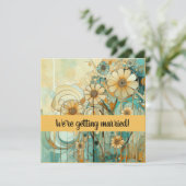 Perzik en Beige Bloemen Abstract Kaart (Staand voorkant)