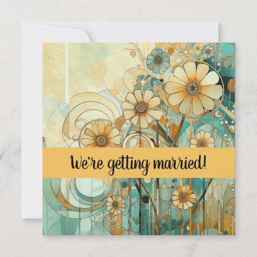 Perzik en Beige Bloemen Abstract Kaart (Voorkant)