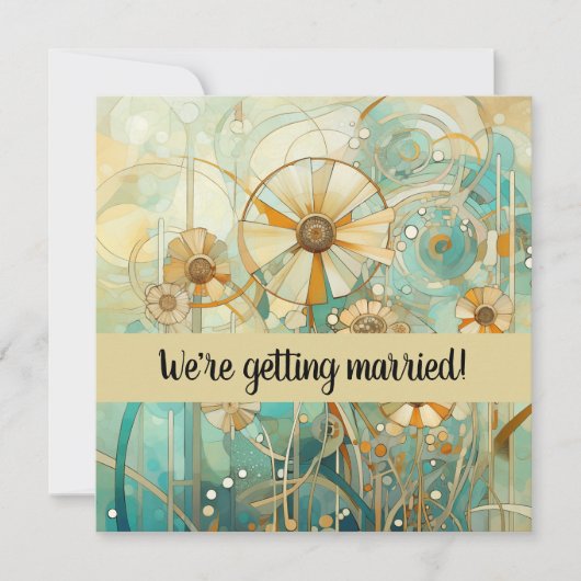 Perzik en Beige Bloemen Abstract Kaart (Voorkant)