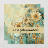 Perzik en Beige Bloemen Abstract Kaart (Voorkant / Achterkant)