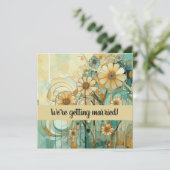 Perzik en Beige Bloemen Abstract Kaart (Staand voorkant)