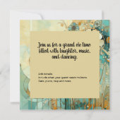 Perzik en Beige Bloemen Abstract Kaart (Achterkant)